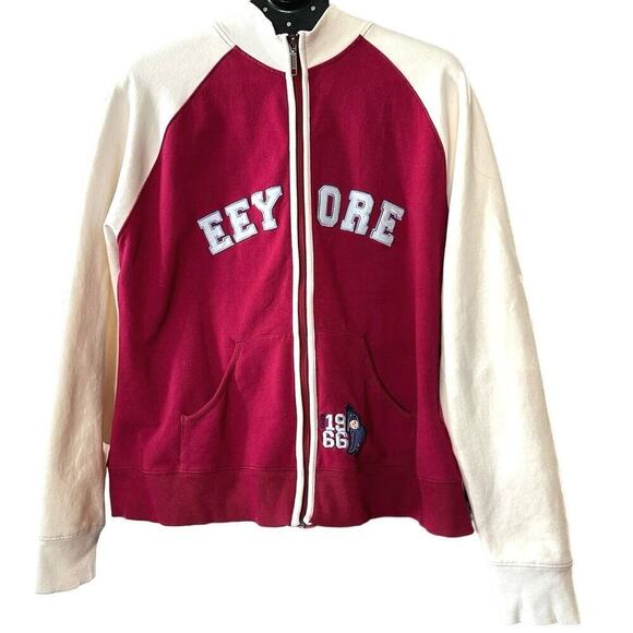 Vintage Disney Direct Eeyore Zip Up Varsity Bobmber Jacket Sweatshirt Sz XXL XL - Picture 1 of 5